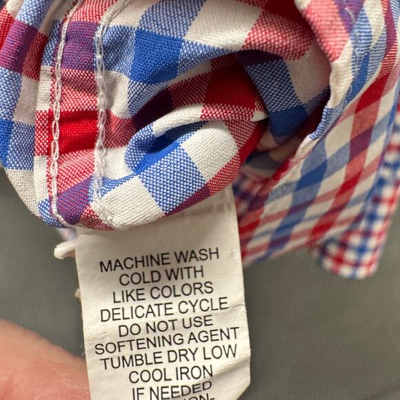 Vineyard Vines Whale Shirt Mens XL Button Down Red White Blue Check Performance - Picture 5 of 7